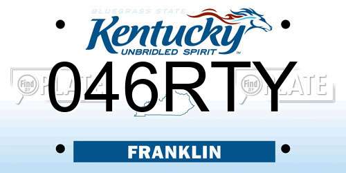 046RTY Kentucky License Plate