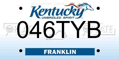 046TYB Kentucky License Plate