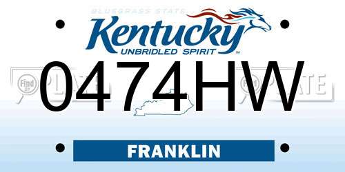 0474HW Kentucky License Plate