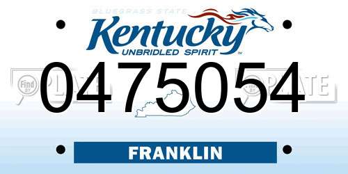 0475054 Kentucky License Plate
