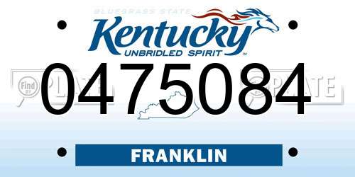 0475084 Kentucky License Plate