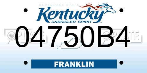 04750B4 Kentucky License Plate