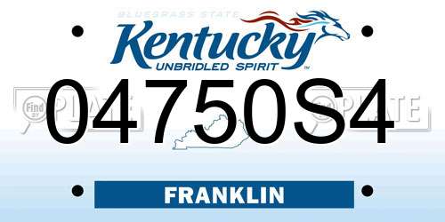 04750S4 Kentucky License Plate