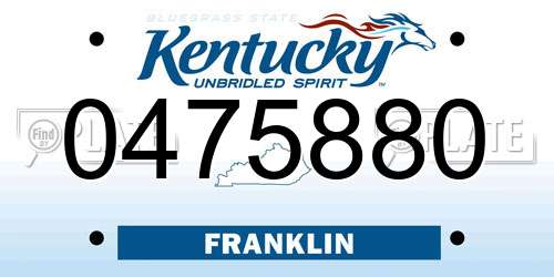 0475880 Kentucky License Plate