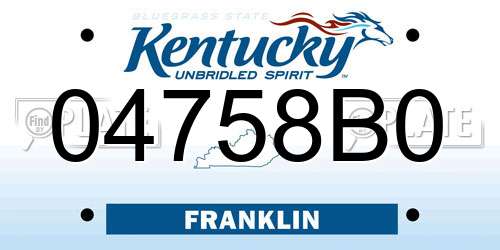 04758B0 Kentucky License Plate