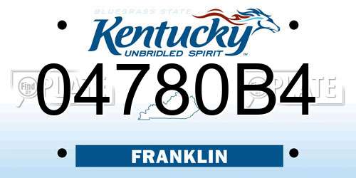 04780B4 Kentucky License Plate