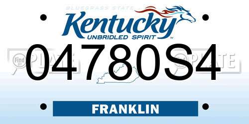 04780S4 Kentucky License Plate