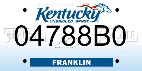 04788B0 Kentucky License Plate