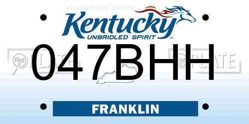 047BHH Kentucky License Plate
