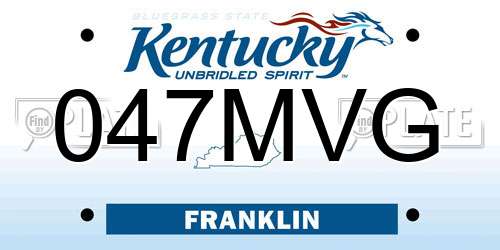 047MVG Kentucky License Plate