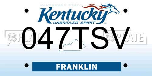047TSV Kentucky License Plate