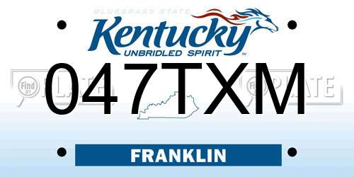 047TXM Kentucky License Plate