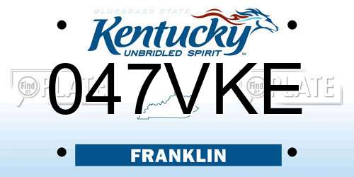 047VKE Kentucky License Plate