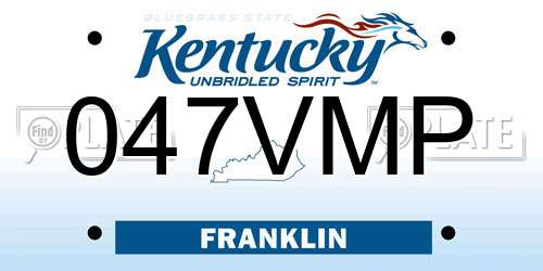 047VMP Kentucky License Plate