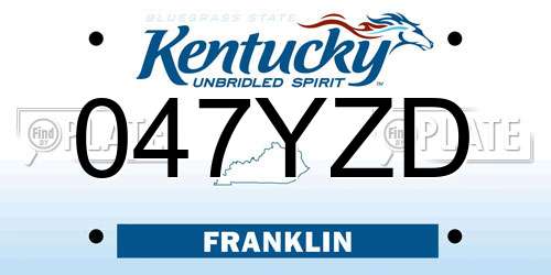 047YZD Kentucky License Plate