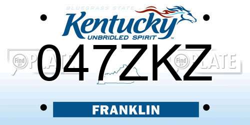 047ZKZ Kentucky License Plate