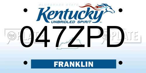 047ZPD Kentucky License Plate