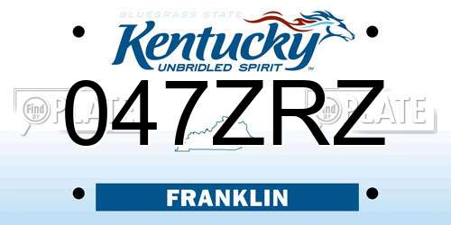 047ZRZ Kentucky License Plate