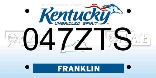 047ZTS Kentucky License Plate