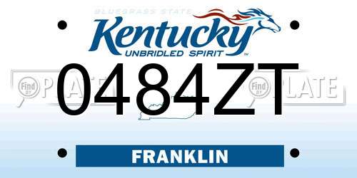 0484ZT Kentucky License Plate