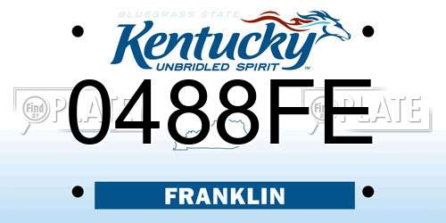0488FE Kentucky License Plate