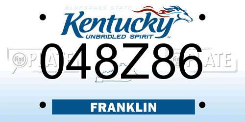 048Z86 Kentucky License Plate