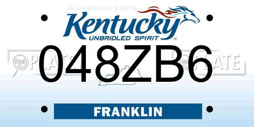 048ZB6 Kentucky License Plate