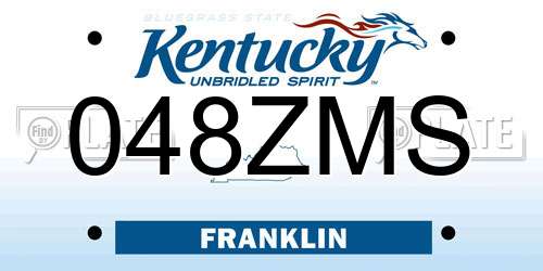048ZMS Kentucky License Plate