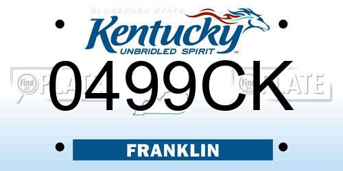 0499CK Kentucky License Plate