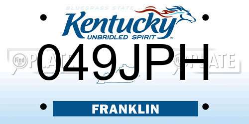 049JPH Kentucky License Plate