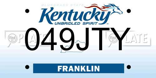 049JTY Kentucky License Plate