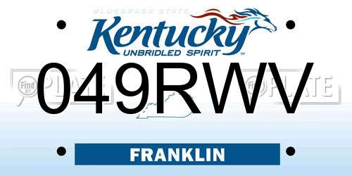 049RWV Kentucky License Plate