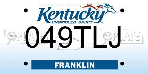 049TLJ Kentucky License Plate
