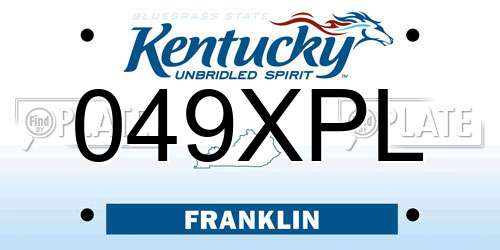 049XPL Kentucky License Plate