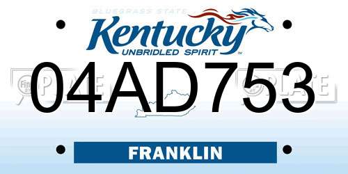 04AD753 Kentucky License Plate