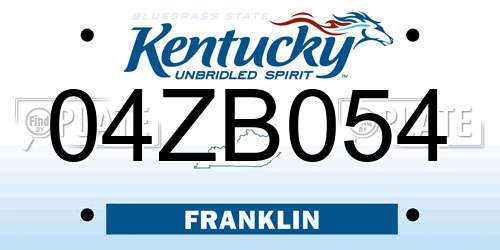 04ZB054 Kentucky License Plate