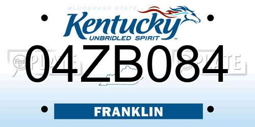 04ZB084 Kentucky License Plate