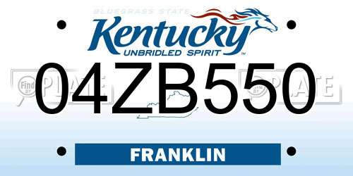 04ZB550 Kentucky License Plate