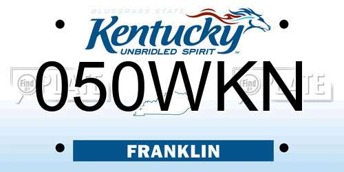 050WKN Kentucky License Plate