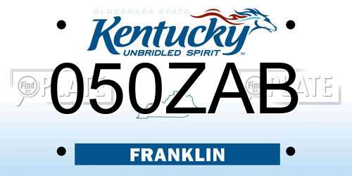 050ZAB Kentucky License Plate