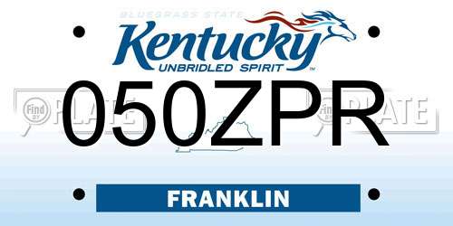 050ZPR Kentucky License Plate