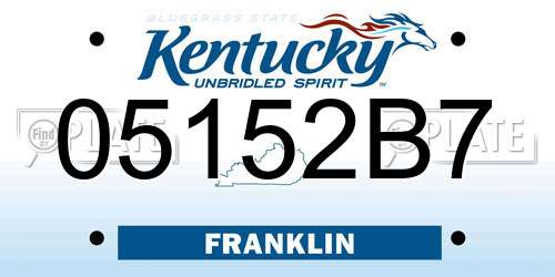 05152B7 Kentucky License Plate
