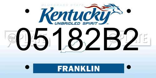 05182B2 Kentucky License Plate