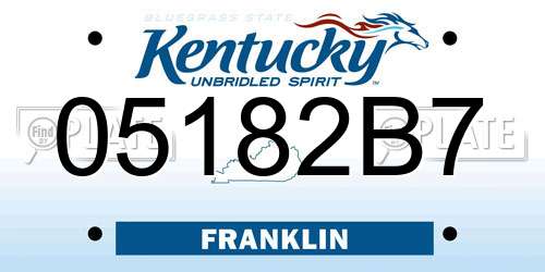 05182B7 Kentucky License Plate