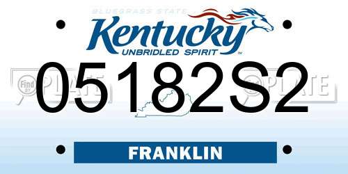 05182S2 Kentucky License Plate
