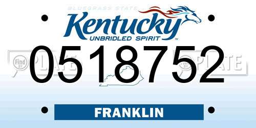 0518752 Kentucky License Plate