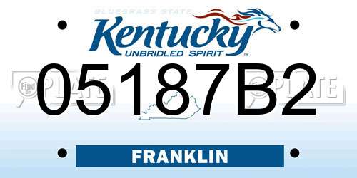 05187B2 Kentucky License Plate