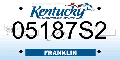 05187S2 Kentucky License Plate