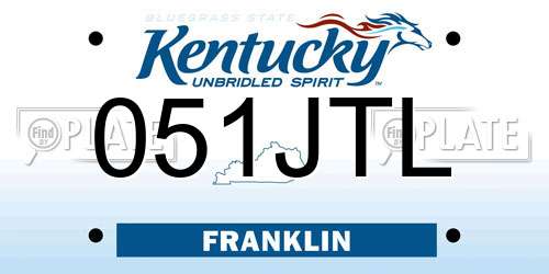 051JTL Kentucky License Plate