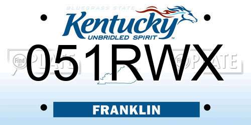 051RWX Kentucky License Plate